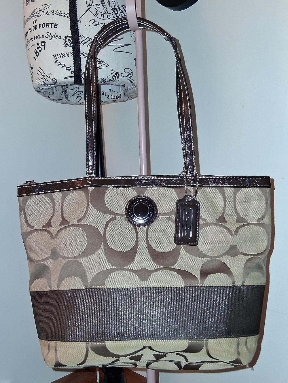 SOLD Coach Signature Stripe Tote F19046